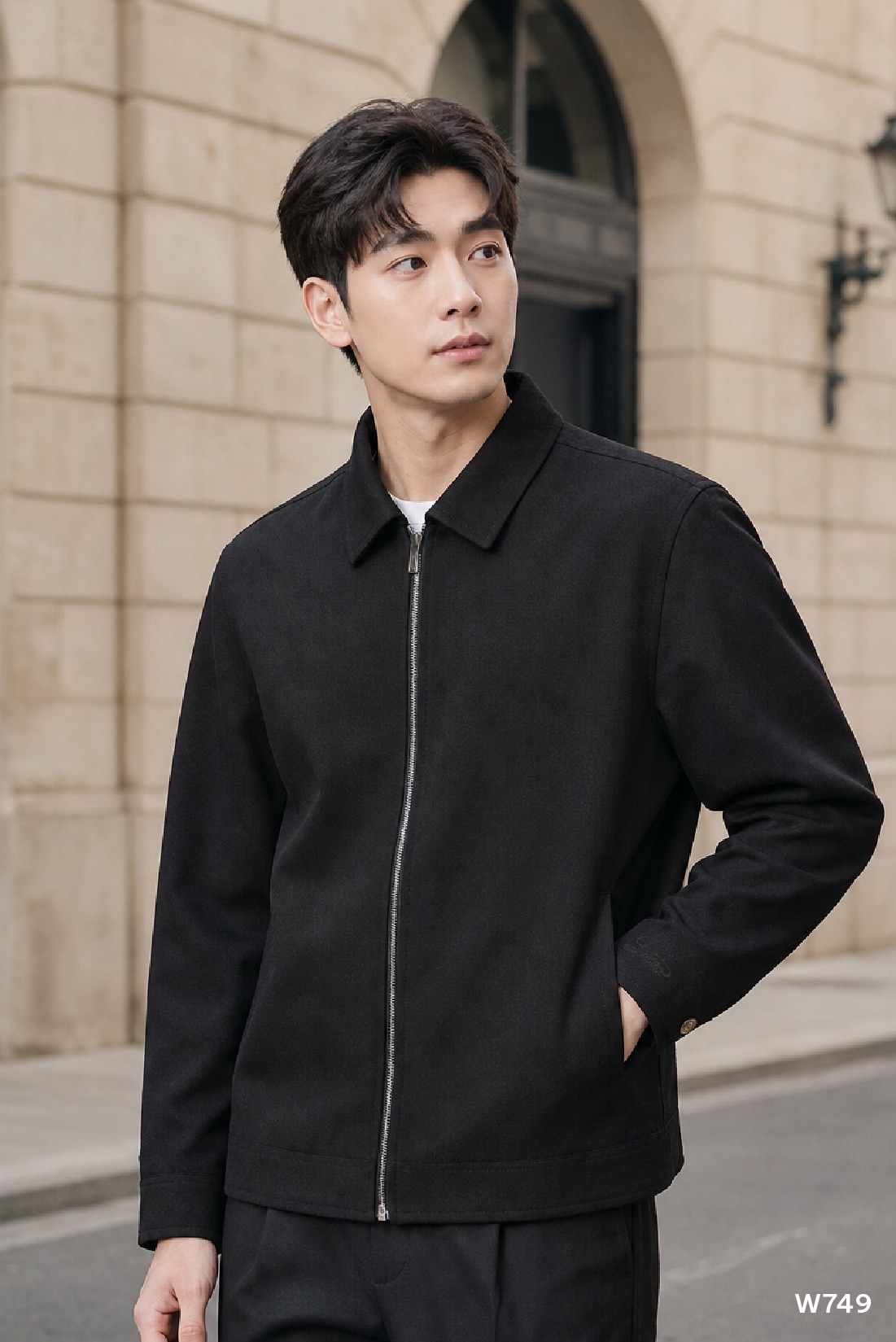 Áo jacket premium nam cao cấp Santino màu đen | W749